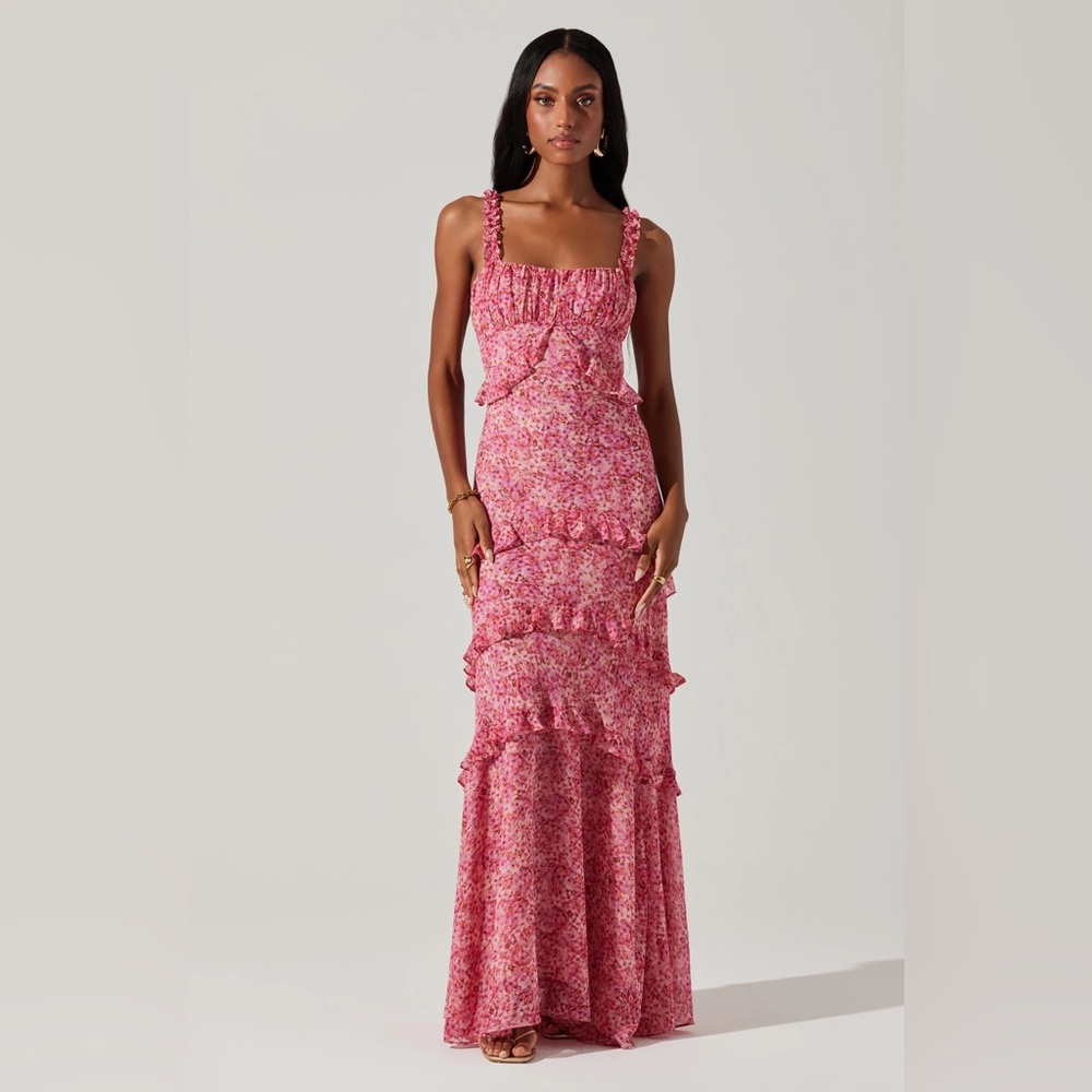 Astr Pink Olina Floral Ruffle Dress